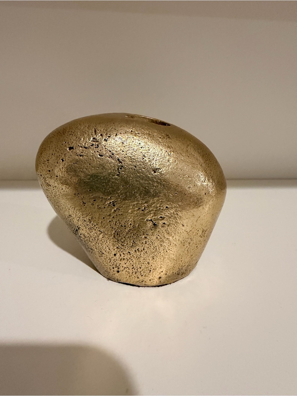 Pottery Barn Brass Textured Abstract Taper Holder Sculpture
